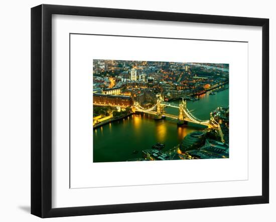 View of City of London with the Tower Bridge at Night - London - UK - England - United Kingdom-Philippe Hugonnard-Framed Art Print