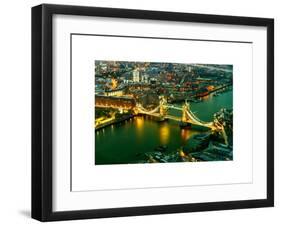 View of City of London with the Tower Bridge at Night - London - UK - England - United Kingdom-Philippe Hugonnard-Framed Art Print