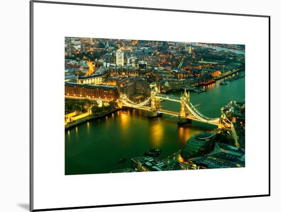 View of City of London with the Tower Bridge at Night - London - UK - England - United Kingdom-Philippe Hugonnard-Mounted Art Print