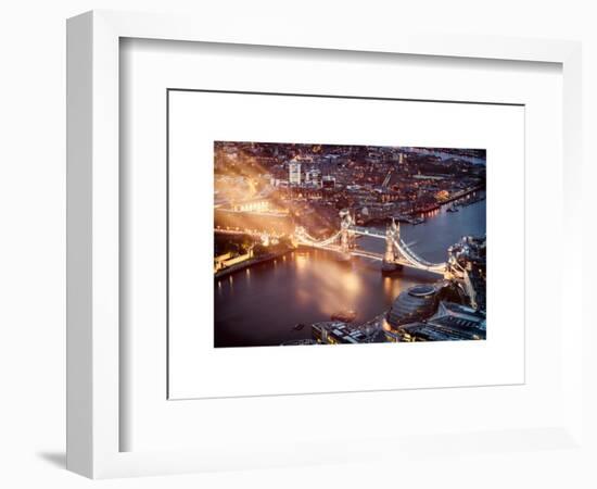 View of City of London with the Tower Bridge at Night - London - UK - England - United Kingdom-Philippe Hugonnard-Framed Art Print