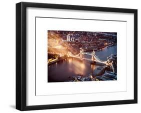 View of City of London with the Tower Bridge at Night - London - UK - England - United Kingdom-Philippe Hugonnard-Framed Art Print