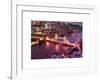 View of City of London with the Tower Bridge at Night - London - UK - England - United Kingdom-Philippe Hugonnard-Framed Art Print