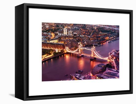 View of City of London with the Tower Bridge at Night - London - UK - England - United Kingdom-Philippe Hugonnard-Framed Stretched Canvas