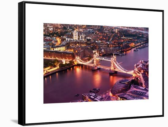 View of City of London with the Tower Bridge at Night - London - UK - England - United Kingdom-Philippe Hugonnard-Framed Stretched Canvas