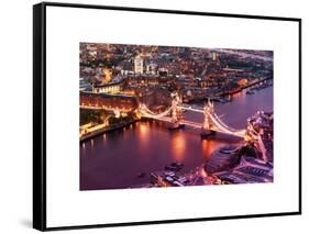 View of City of London with the Tower Bridge at Night - London - UK - England - United Kingdom-Philippe Hugonnard-Framed Stretched Canvas