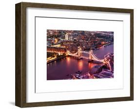 View of City of London with the Tower Bridge at Night - London - UK - England - United Kingdom-Philippe Hugonnard-Framed Art Print