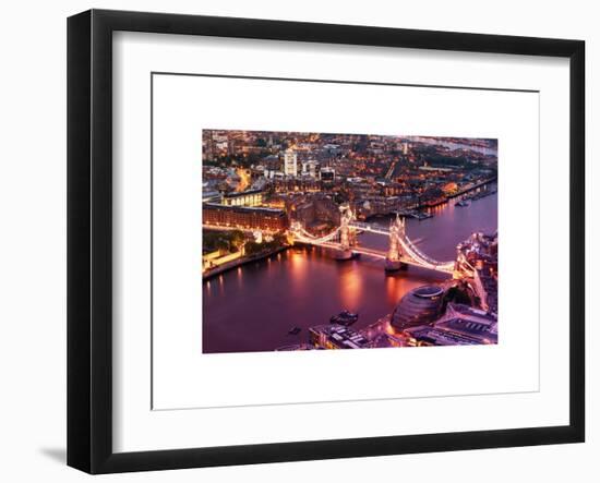 View of City of London with the Tower Bridge at Night - London - UK - England - United Kingdom-Philippe Hugonnard-Framed Art Print