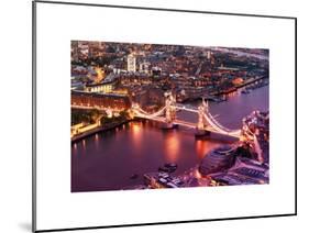 View of City of London with the Tower Bridge at Night - London - UK - England - United Kingdom-Philippe Hugonnard-Mounted Art Print