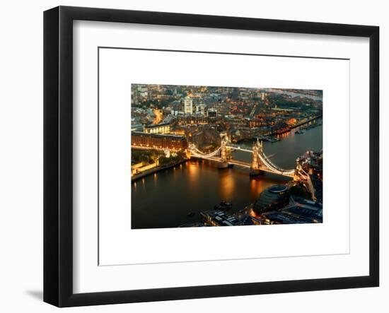 View of City of London with the Tower Bridge at Night - London - UK - England - United Kingdom-Philippe Hugonnard-Framed Art Print