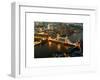 View of City of London with the Tower Bridge at Night - London - UK - England - United Kingdom-Philippe Hugonnard-Framed Art Print