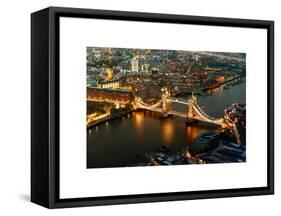 View of City of London with the Tower Bridge at Night - London - UK - England - United Kingdom-Philippe Hugonnard-Framed Stretched Canvas