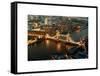 View of City of London with the Tower Bridge at Night - London - UK - England - United Kingdom-Philippe Hugonnard-Framed Stretched Canvas