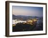 View of City Palace and Lake Palace Hotel at Sunset, Udaipur, Rajasthan, India, Asia-Ian Trower-Framed Photographic Print