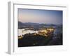 View of City Palace and Lake Palace Hotel at Sunset, Udaipur, Rajasthan, India, Asia-Ian Trower-Framed Photographic Print