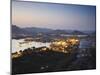 View of City Palace and Lake Palace Hotel at Sunset, Udaipur, Rajasthan, India, Asia-Ian Trower-Mounted Photographic Print