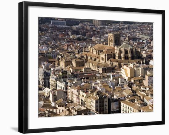 View of City Showing the Cathedral, from the Watch Tower of the Alcazaba, Granada, Andalucia, Spain-Sheila Terry-Framed Photographic Print