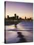 View of City Skyline and Beachfront at Sunset, Durban, Kwazulu-Natal, South Africa-Ian Trower-Stretched Canvas