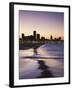 View of City Skyline and Beachfront at Sunset, Durban, Kwazulu-Natal, South Africa-Ian Trower-Framed Photographic Print