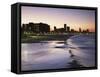 View of City Skyline and Beachfront at Sunset, Durban, Kwazulu-Natal, South Africa-Ian Trower-Framed Stretched Canvas