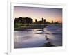 View of City Skyline and Beachfront at Sunset, Durban, Kwazulu-Natal, South Africa-Ian Trower-Framed Photographic Print