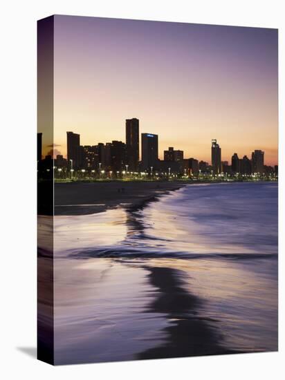 View of City Skyline and Beachfront at Sunset, Durban, Kwazulu-Natal, South Africa-Ian Trower-Stretched Canvas