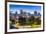 View of city skyline and Vancouver Lookout Tower at dusk from Portside, Vancouver, British Columbia-Frank Fell-Framed Photographic Print