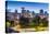 View of city skyline and Vancouver Lookout Tower at dusk from Portside, Vancouver, British Columbia-Frank Fell-Stretched Canvas