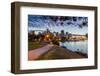 View of city skyline and Vancouver Lookout Tower from CRAB Park at Portside, Vancouver, British Col-Frank Fell-Framed Photographic Print