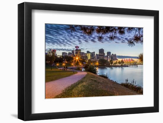 View of city skyline and Vancouver Lookout Tower from CRAB Park at Portside, Vancouver, British Col-Frank Fell-Framed Photographic Print