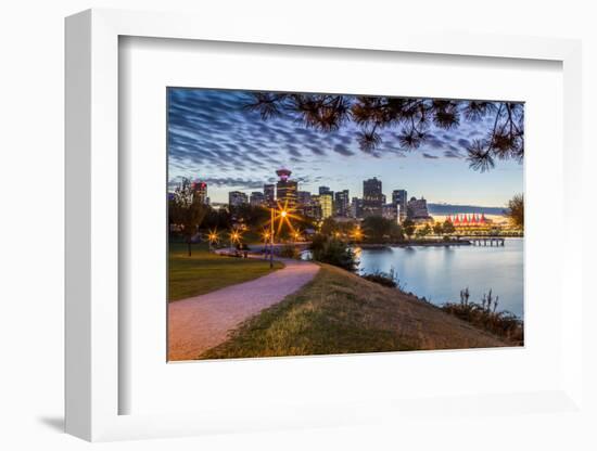 View of city skyline and Vancouver Lookout Tower from CRAB Park at Portside, Vancouver, British Col-Frank Fell-Framed Photographic Print