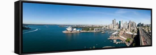 View of City, Sydney Opera House, Circular Quay, Sydney Harbor, Sydney, New South Wales, Australia-null-Framed Stretched Canvas