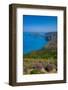 View of coastline, sea and Assos from near Agkonas, Kefalonia, Ionian Islands, Greek Islands-Frank Fell-Framed Photographic Print