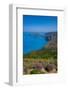 View of coastline, sea and Assos from near Agkonas, Kefalonia, Ionian Islands, Greek Islands-Frank Fell-Framed Photographic Print