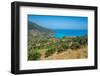 View of coastline, sea and hills near Agkonas, Kefalonia, Ionian Islands, Greek Islands, Greece-Frank Fell-Framed Photographic Print