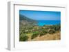 View of coastline, sea and hills near Agkonas, Kefalonia, Ionian Islands, Greek Islands, Greece-Frank Fell-Framed Photographic Print