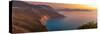 View of coastline, sea and hills near Assos at sunset, Kefalonia, Ionian Islands, Greek Islands-Frank Fell-Stretched Canvas