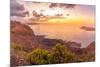 View of coastline, sunset and Atlantic Ocean from Mirador del Rio, Lanzarote, Las Palmas-Frank Fell-Mounted Photographic Print