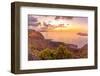 View of coastline, sunset and Atlantic Ocean from Mirador del Rio, Lanzarote, Las Palmas-Frank Fell-Framed Photographic Print