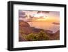 View of coastline, sunset and Atlantic Ocean from Mirador del Rio, Lanzarote, Las Palmas-Frank Fell-Framed Photographic Print