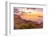 View of coastline, sunset and Atlantic Ocean from Mirador del Rio, Lanzarote, Las Palmas-Frank Fell-Framed Photographic Print