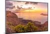 View of coastline, sunset and Atlantic Ocean from Mirador del Rio, Lanzarote, Las Palmas-Frank Fell-Mounted Photographic Print