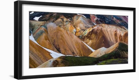 View of Colorful Rhyolite Mountains with Snow, Landmannalaugar, Iceland-null-Framed Photographic Print