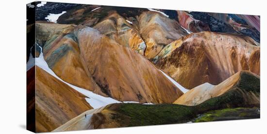 View of Colorful Rhyolite Mountains with Snow, Landmannalaugar, Iceland-null-Stretched Canvas