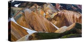 View of Colorful Rhyolite Mountains with Snow, Landmannalaugar, Iceland-null-Stretched Canvas