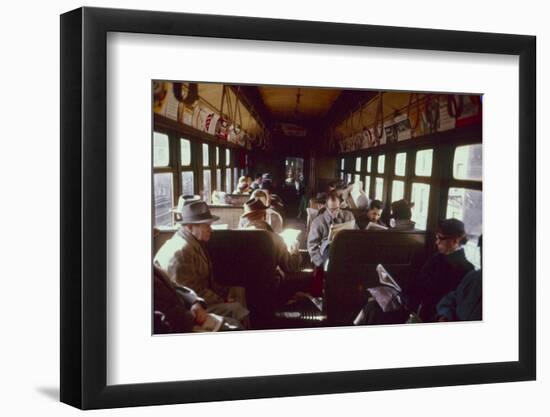 View of Commuters as They Ride in a Car on the Third Avenue Train, New York, New York, 1955-Eliot Elisofon-Framed Photographic Print