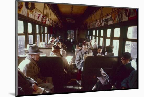 View of Commuters as They Ride in a Car on the Third Avenue Train, New York, New York, 1955-Eliot Elisofon-Mounted Photographic Print