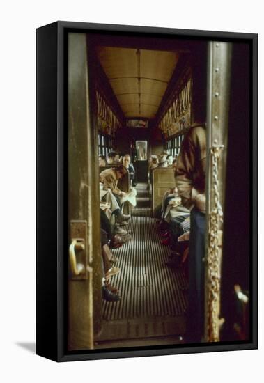 View of Commuters as They Ride in a Car on the Third Avenue Train, New York, New York, 1955-Eliot Elisofon-Framed Stretched Canvas