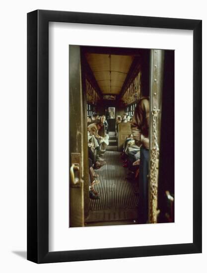 View of Commuters as They Ride in a Car on the Third Avenue Train, New York, New York, 1955-Eliot Elisofon-Framed Photographic Print