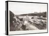 View of Construction of the Panama Canal with Concrete Forms, Trains, Digging Machines and…-Byron Company-Stretched Canvas