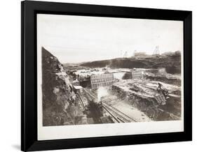 View of Construction of the Panama Canal with Concrete Forms, Trains, Digging Machines and…-Byron Company-Framed Giclee Print